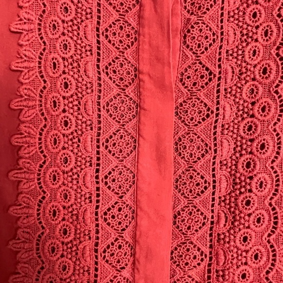 Anthropologie Maeve Rust Red Crescent Lace Street Crochet Blouse Sz 8 Bohemian - Picture 9 of 13